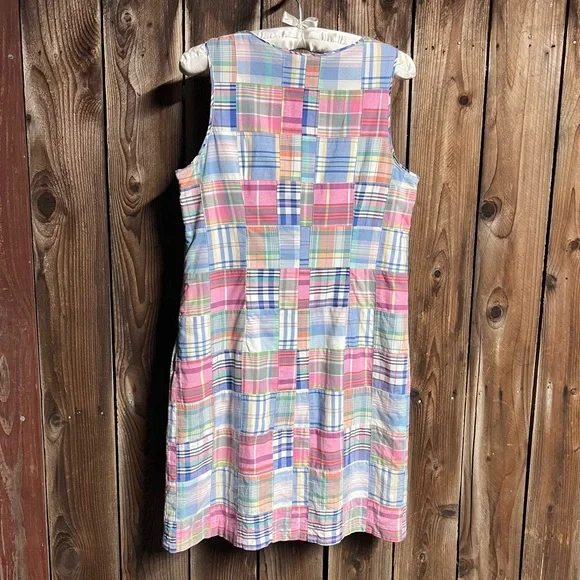 L.L.Bean Vintage Pastel Patchwork Plaid Girlhoodcore Shift Dress Sz 8 Petite - Picture 8 of 12